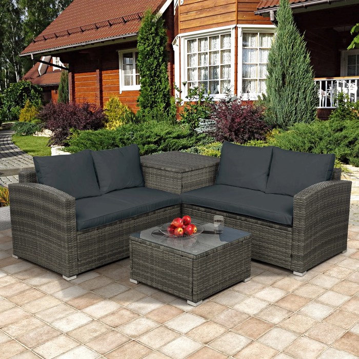 Furniture outdoor clearance set rattan garden sofa backyard patio dining chairs table porch piece cushions glass wicker storage